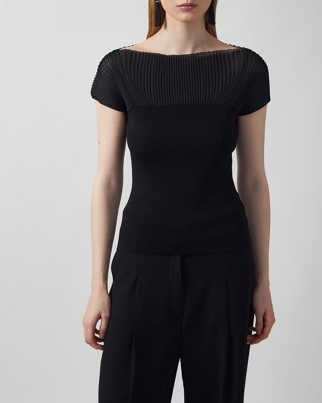 Dagmar Top Contrast Knit Black S