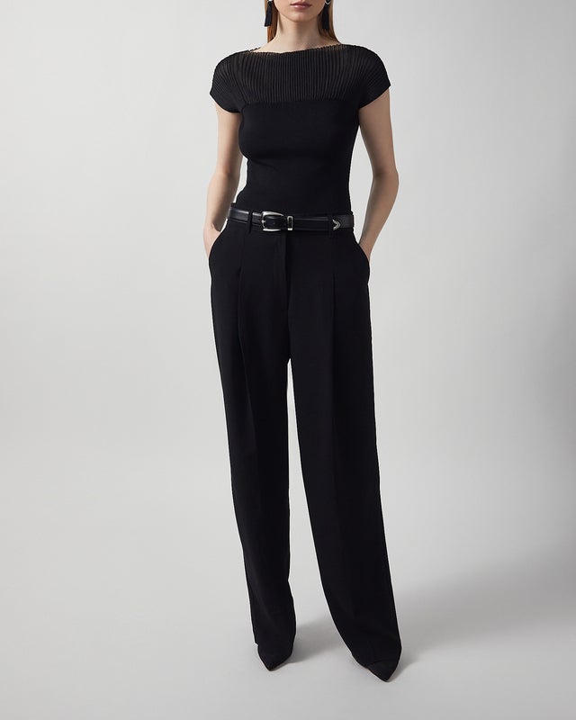 Dagmar Top Contrast Knit Black S