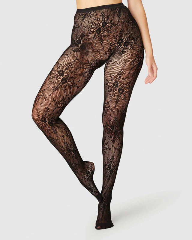 Swedish Stockings Tights Rosa Lace Black M