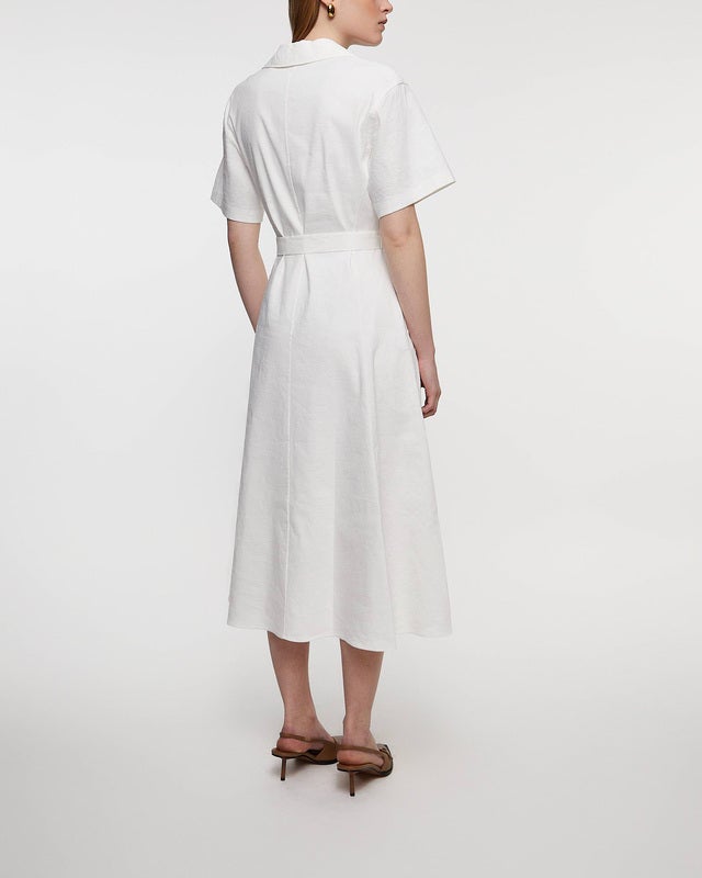 Theory Dress Slit Volume Linen  White US 2 ( EUR 34)