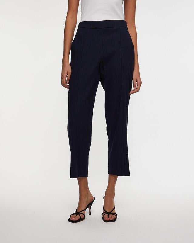 Vince Byxor Linen-Blend Tapered Pull-On Blå L