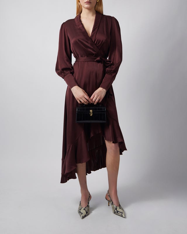 Zimmermann Dress Silk Wrap Midi  Mahogny  1 (S-M)
