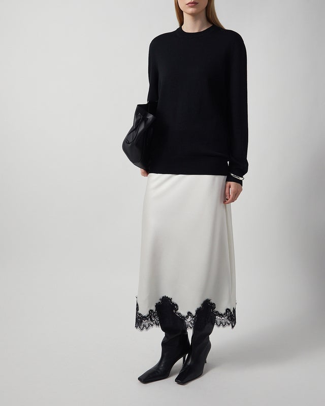 Jil Sander Sweater Midweight Wool Crew-Neck Black 40