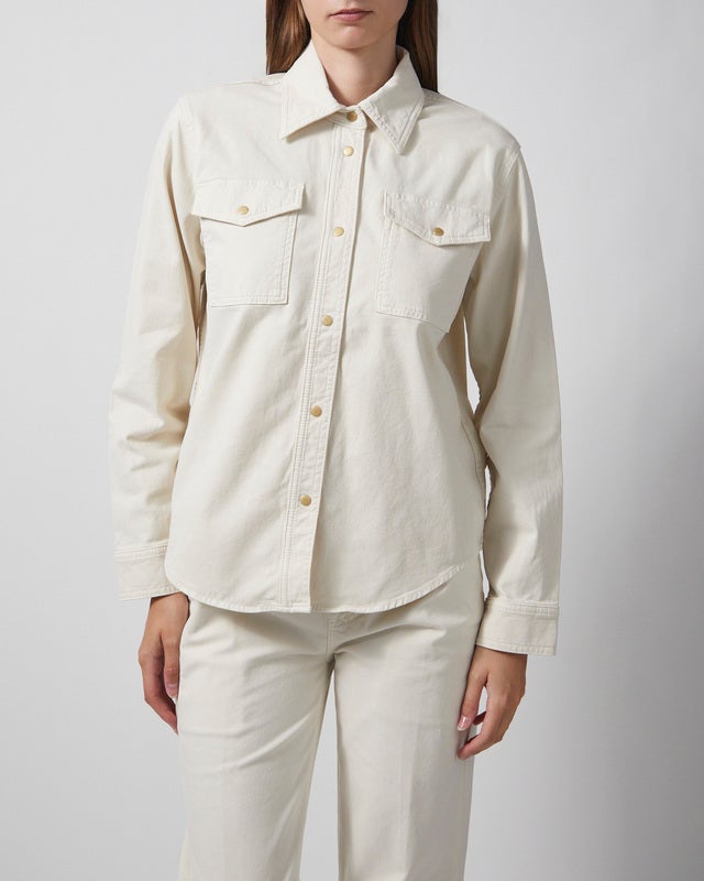 7 For All Mankind Shirt Classic Comfort Twill Ecru L