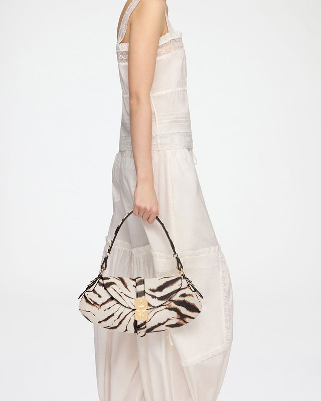Ganni Shoulder Bag B-Kat Zebra Egret ONESIZE