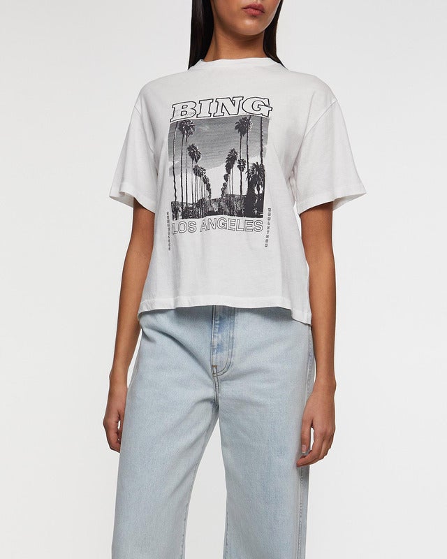 ANINE BING T-Shirt Louis Tee Bing Tour Ivory M