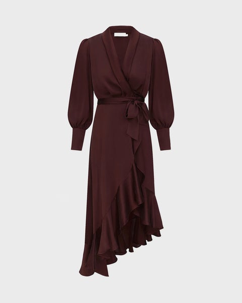 Dress Silk Wrap Midi  Mahogny  1
