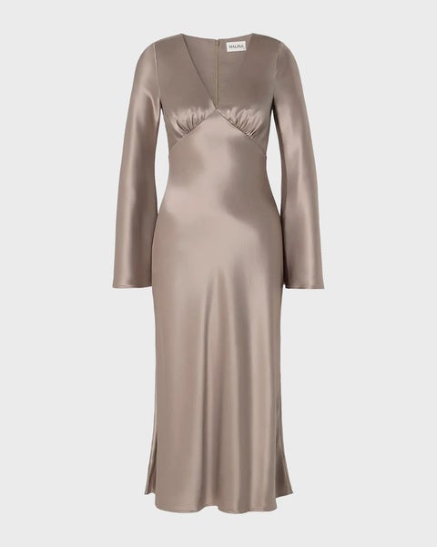 Dress Carolina Flared Sleeve Satin Midi Granit 1