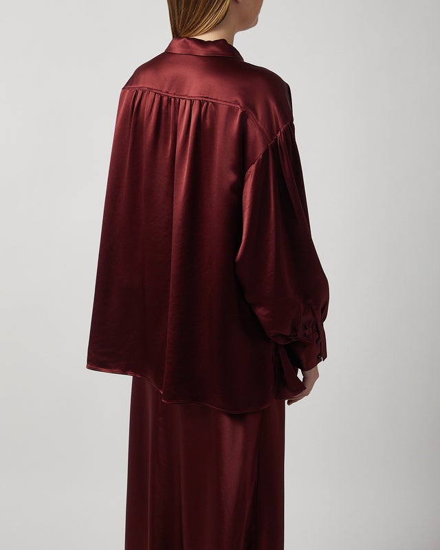By Malene Birger Blus Leonora Satin Cabernet 44