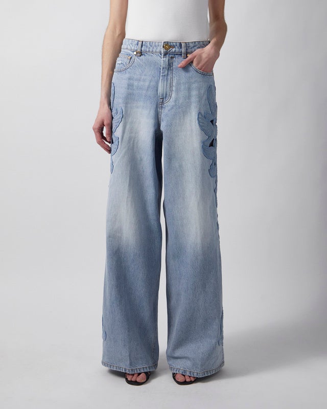 Zimmermann Jeans Alchemy Applique Relaxed Flare Blue/green 26