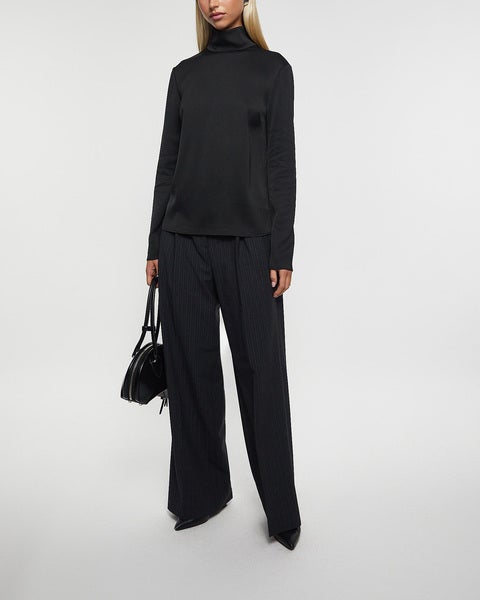 Blouse Turtleneck Satin  Black 2