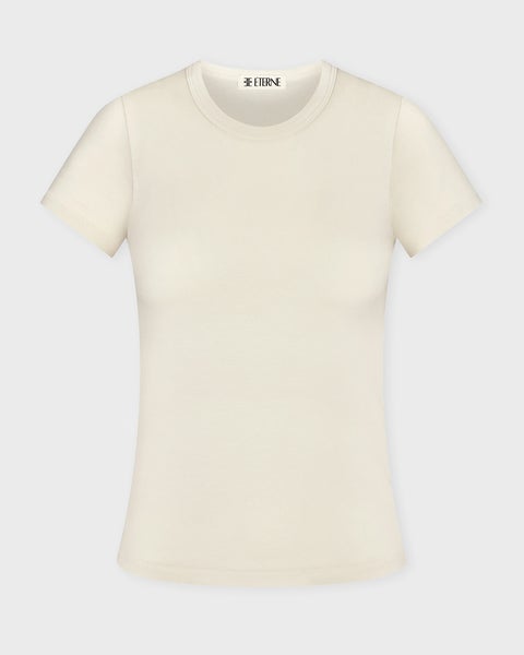 T-Shirt Fitted Crewneck Short Sleeve Cream 1