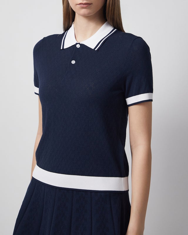 J Lindeberg Top Polo Polly Pointelle Navy S
