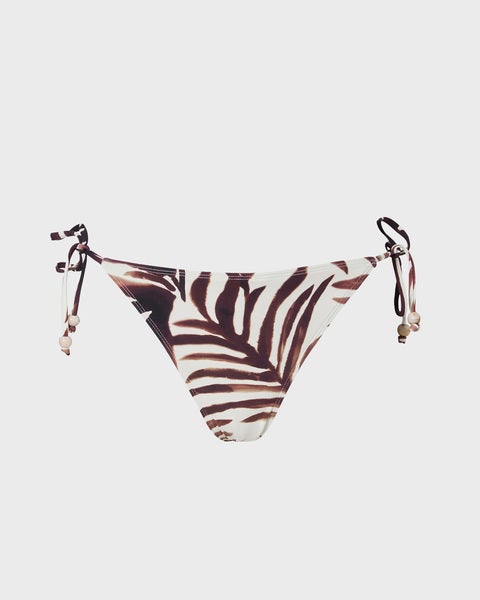 Bikini Bottoms Sanja Beaded Tie White/Brown 1