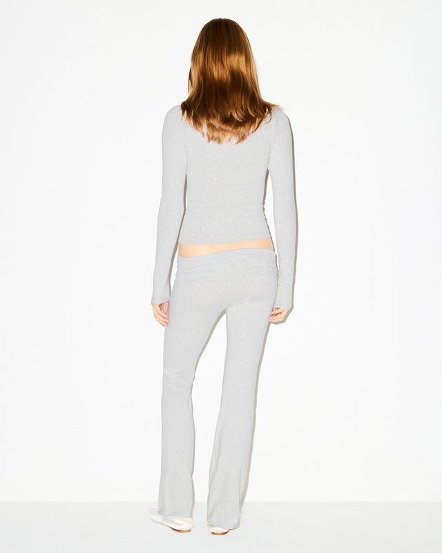 Skims Pants Cotton Jersey Foldover Light Heather Grey S