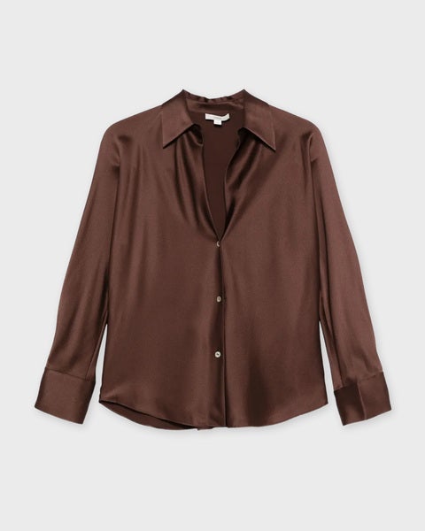 Blouse Silk Bias Long-Sleeve Espresso 1