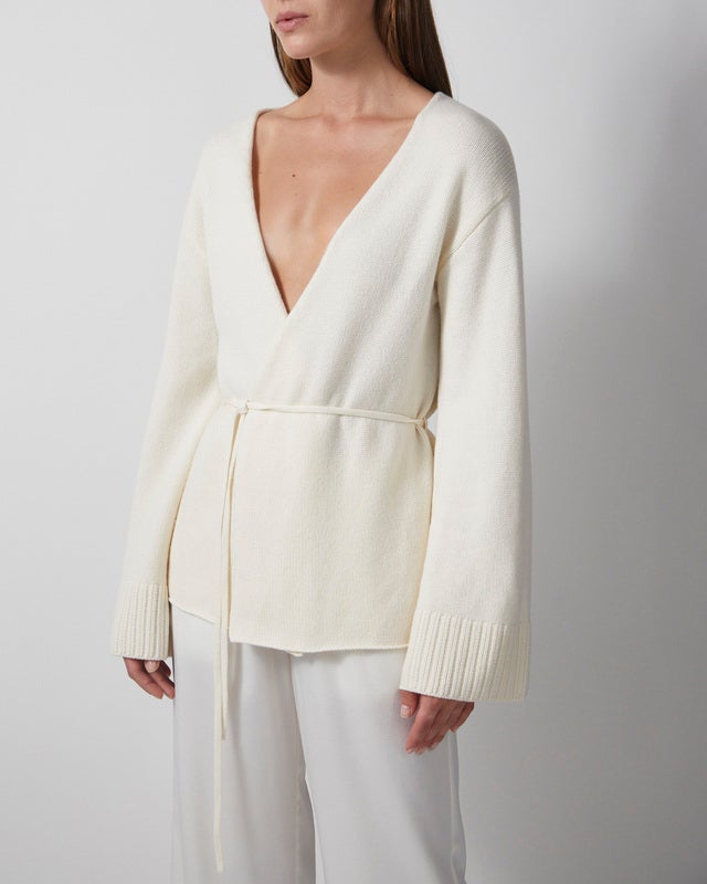 Wakakuu Icons Cardigan Cashmere Wool Wrap Pearl XS-S