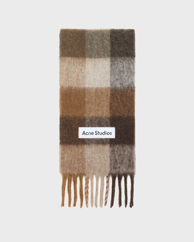 Acne Studios Check Fringe Scarf Brown ONESIZE