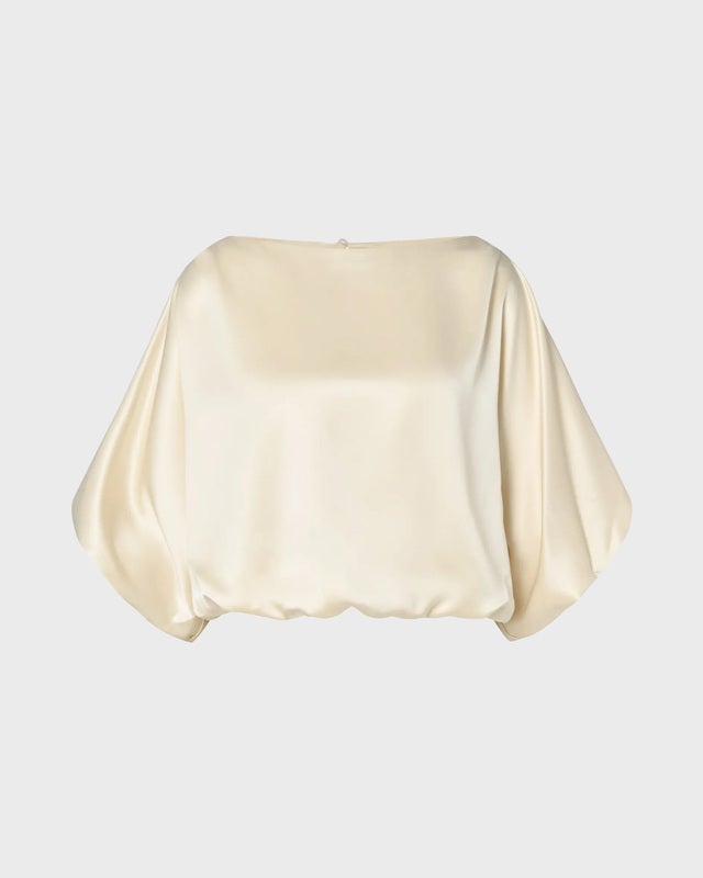 Malina Blouse Havanna Boat-Neck Puff-Sleeve Pearl 42