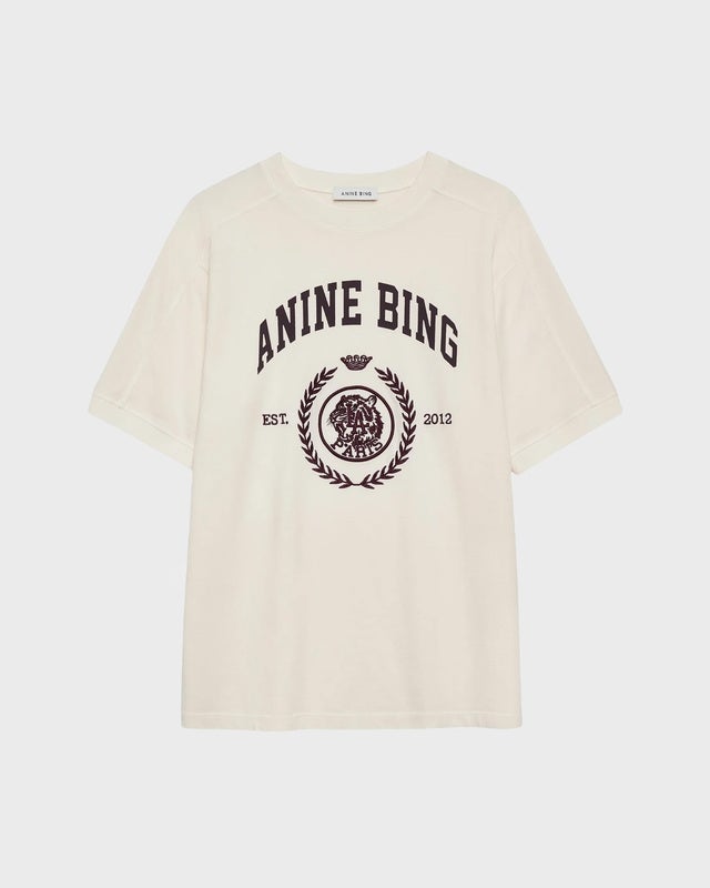 Anine Bing T-shirt Jaylin Tee Collegiate Ecru XS
