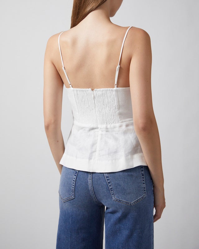 FARM Rio Blouse Shell Bust Peplum Offwhite M