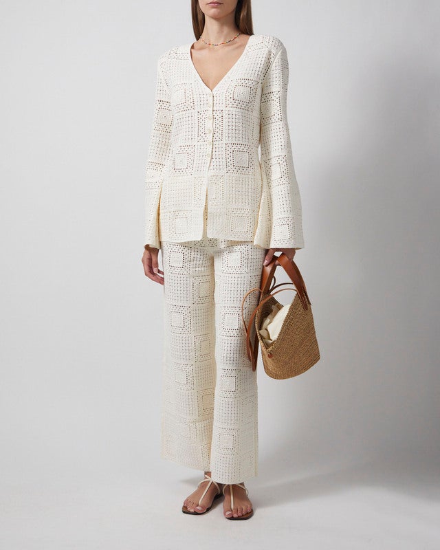 Malina Cardigan Mirella Fitted Crochet Vanilla M
