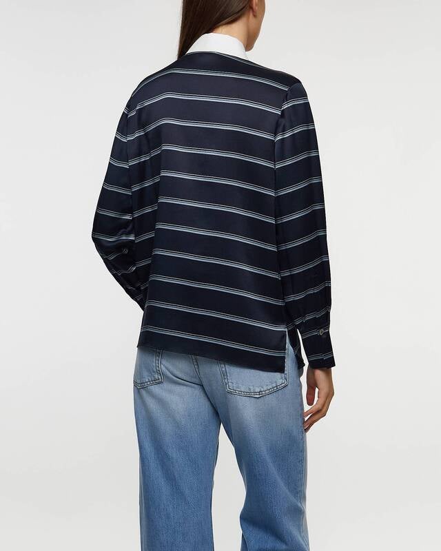 Vince Sweater Rugby Stripe Shirt Slate XS