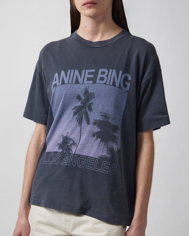 Anine Bing T-Shirt Cade Tee Palms Grey XS