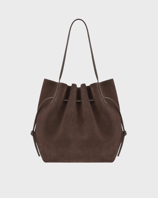 Yuzefi Tote Bag Scallop Suede Brown ONESIZE
