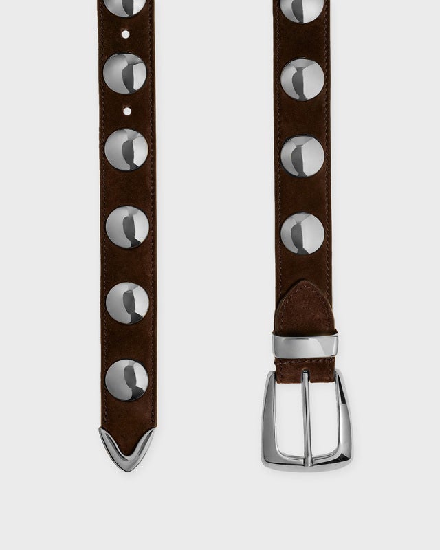 KHAITE Belt Benny Silver Studs Brown 80