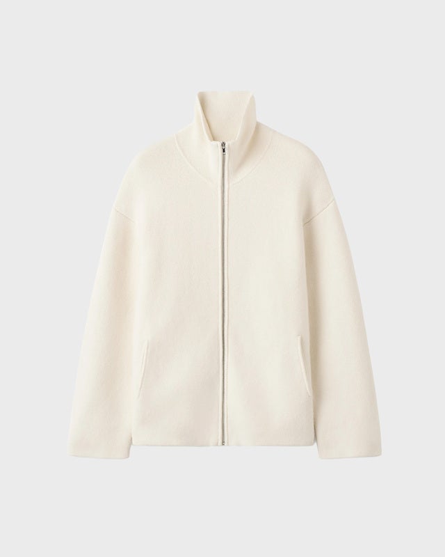 Soft Goat Cardigan Double Knit White L
