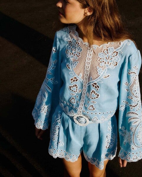 Blouse Romantic Richelieu Light blue 2