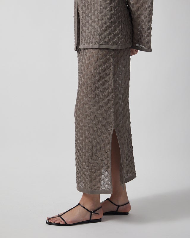 Malina Skirt Fannie Pointelle Knitted Maxi Taupe S