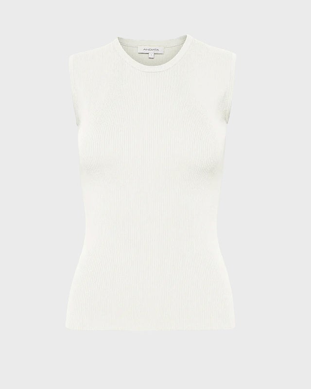Andiata Top Griet Rib-Knit White M