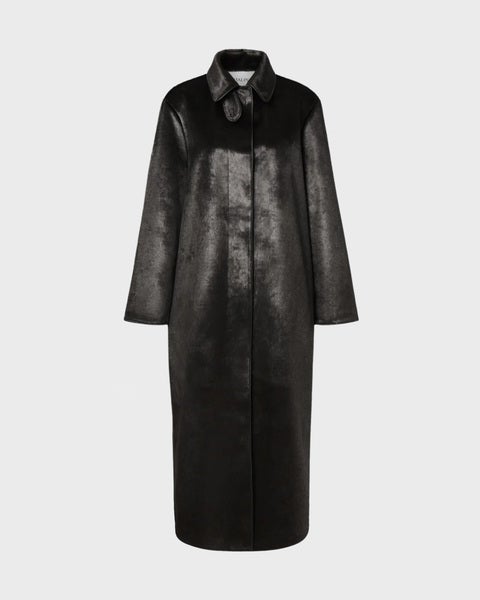 Coat Phoebe Faux Pony Hair Long Black 1