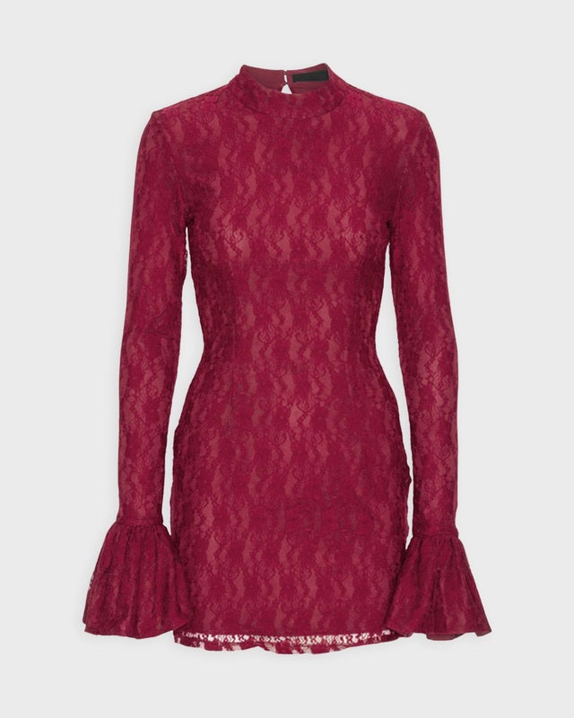 ROTATE Birger Christensen Dress Lace Min  Red 34