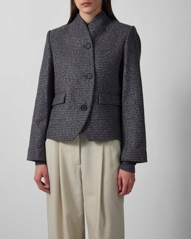 Dagmar Jacket Short Curved Charcoal 34