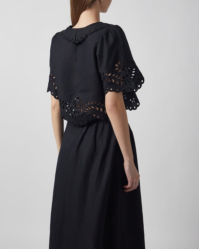 Malina Blouse Estela Broderie Anglais Black 38