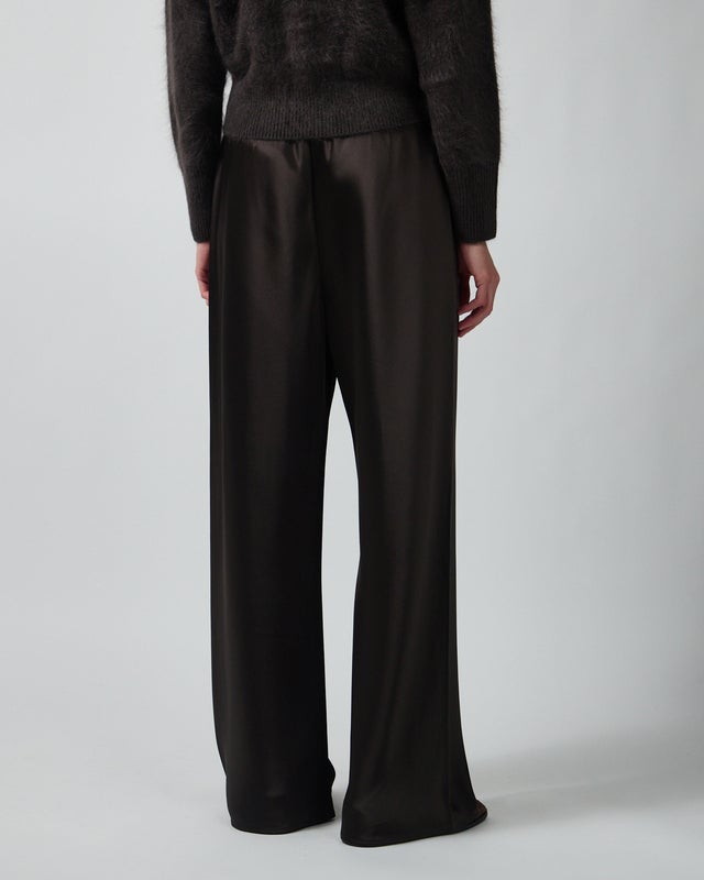 Almada Trousers Bias Satin Pants Chocolate XS
