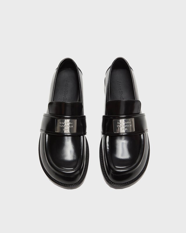 Acne Studios Loafers Logo Leather Black EUR 37