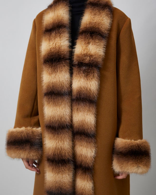 Malina Coat Anouk Yve Faux Fur Wool Camel 36
