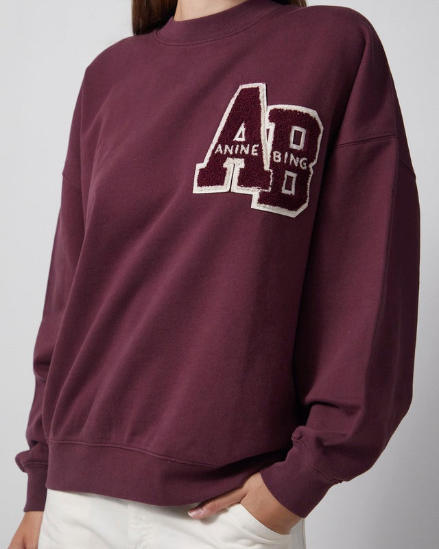 Anine Bing Sweatshirt Miles Letterman Burgundy S