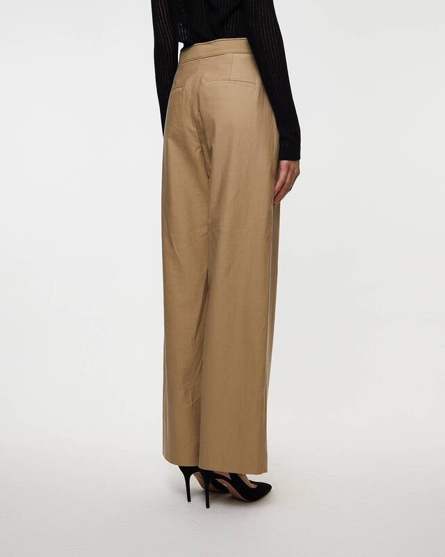 Vince Trousers Mid Rise Pleated Wide Leg Dune US 6 (EUR 38)