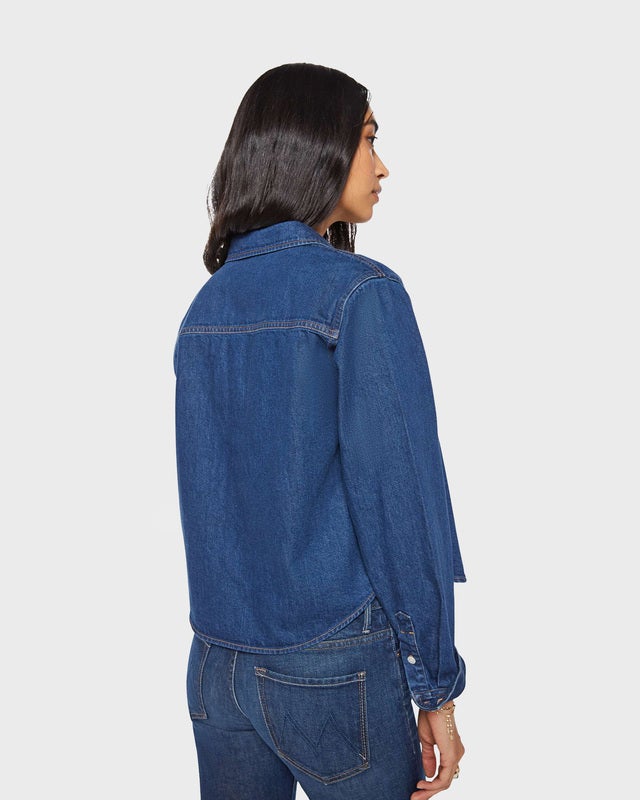 Mother Denim Shirt The Honor Roll Dark Blue Wash L