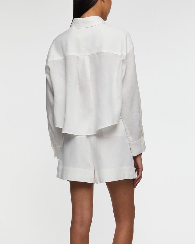 Wakakuu Icons Skjorta Genoa Crop Linen Vit S