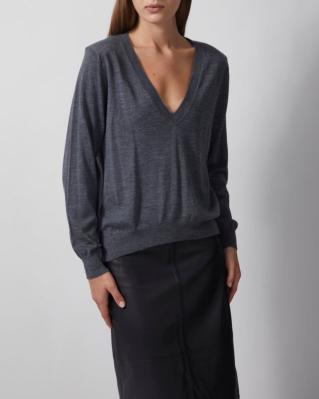 Wakakuu Icons Sweater Angler Merino Wool V-Neck Grey XL