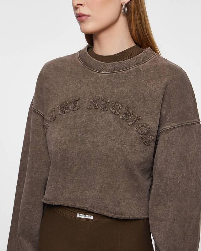 Acne Studios Tröja Sweatshirt Logo Cropped Taupe XS