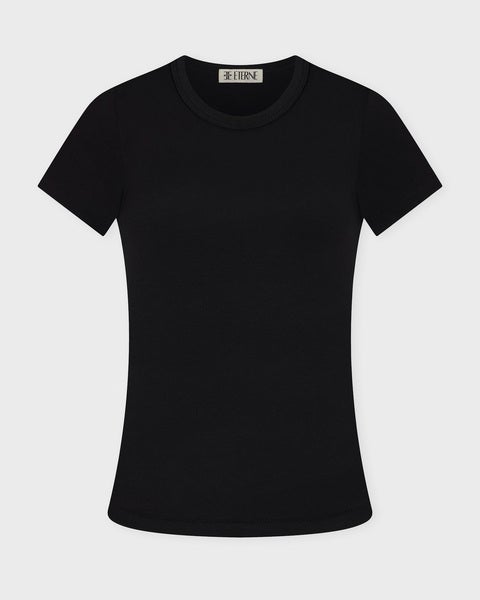 T-Shirt Fitted Crewneck Short Sleeve Black 1