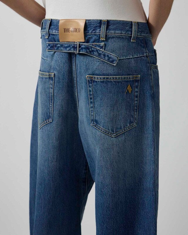 The Attico Jeans Back Buckle Strap Washed Blue 26