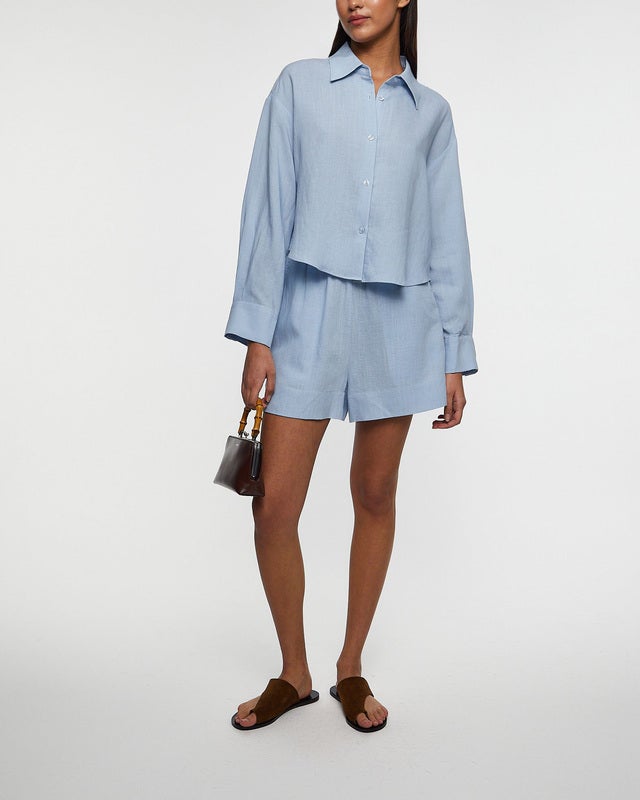 Wakakuu Icons Skjorta Genoa Crop Linen Ljusblå XS